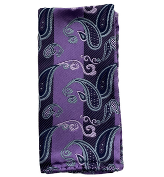 Stacy Adams Tie and Handkerchief - Purple and Plum Striped Paisley T61