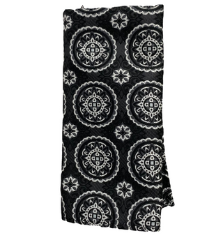 Stacy Adams Tie and Handkerchief - Black and Grey Floral Medallions T33