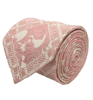 Stacy Adams Tie and Handkerchief - Pink Chantilly Check T45