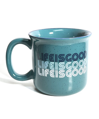 Life is Good Happy Camper Mug - Persian Blue