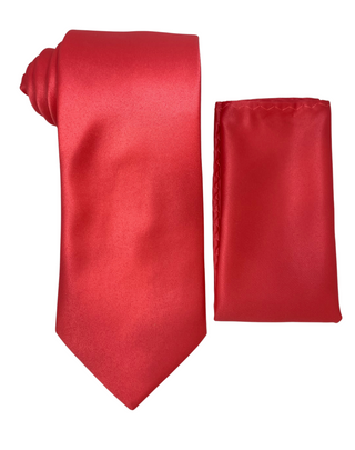 Stacy Adams Solid Tie and Handkerchief - Hot Pink