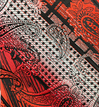 Stacy Adams Tie and Handkerchief - Red and Silver Gradient Paisley T72