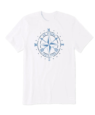 Life is Good Go Places Compass Crusher Tee - Cloud White
