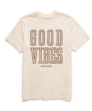 Life is Good Good Vibes Athletic Crusher Tee - Putty White