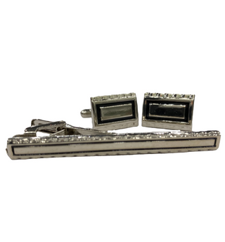 Fratello Cufflink and Tie Clip Combo - Silver Simple Elegance CLT16