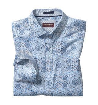 Johnston & Murphy Printed Cotton Shirt - Blue Kaleidoscope