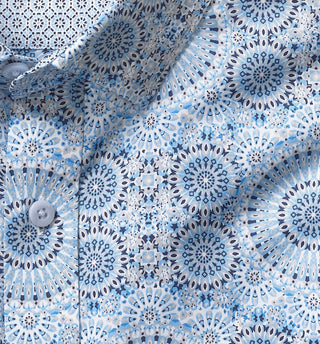 Johnston & Murphy Printed Cotton Shirt - Blue Kaleidoscope