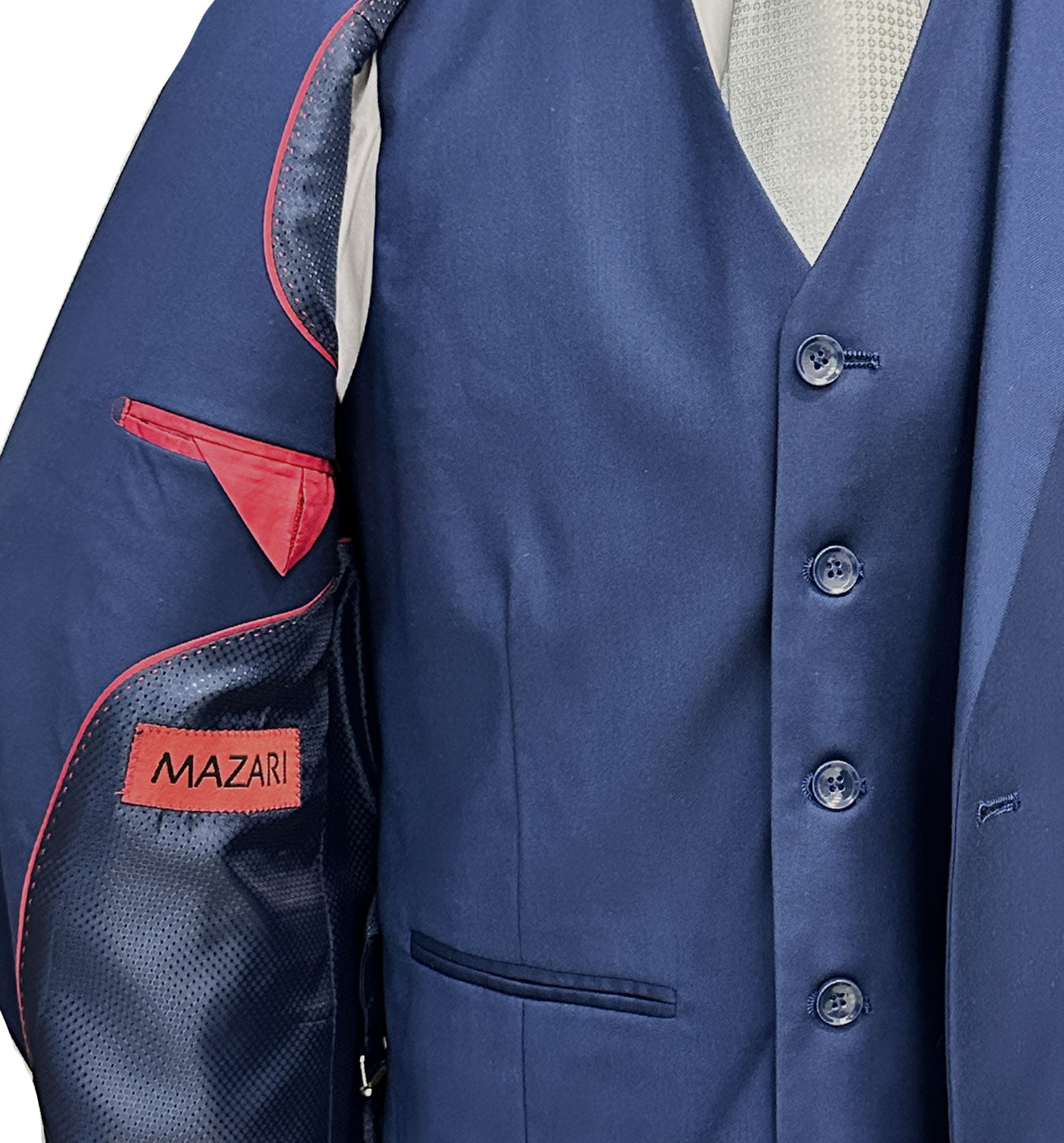 Mazari Vested Blue Modern Menswear MDZ – Paris Suit - Fit 1500