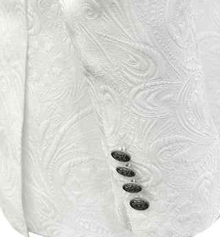 Mazari Met Vested Modern Fit 4 Pc Tuxedo Suit - White Royal Blue