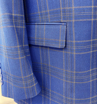 Mazari Windowpane Vested Modern Fit Suit - Paris Blue 2034