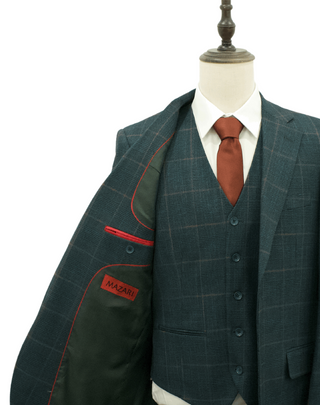Mazari Modern Fit Vested Suit - Paris Hunter 2322
