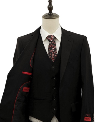 Mazari Vested Modern Fit Suit - Paris Black 1500