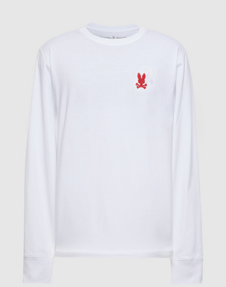 Psycho Bunny Pierce Long Sleeve Embroidered Back Tee - White & Red