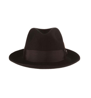 Stacy Adams Cleveland Fedora Wool Felt Pinch Front Hat - Black