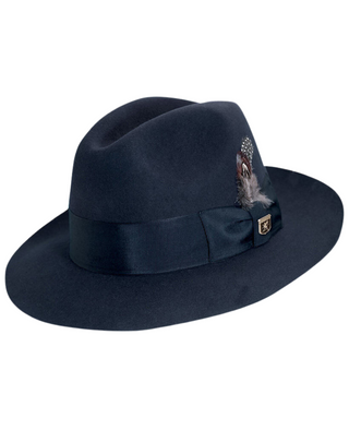 Stacy Adams Wool Felt Cleveland Fedora - Navy Blue
