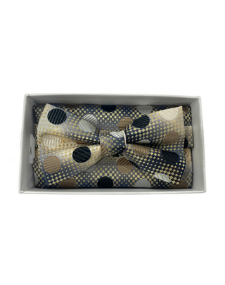 Stacy Adams Bow Tie and Handkerchief - Black & Brown