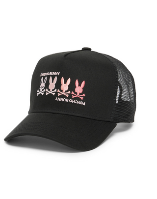 Oceania Embroidered Graphic Trucker Hat - Black