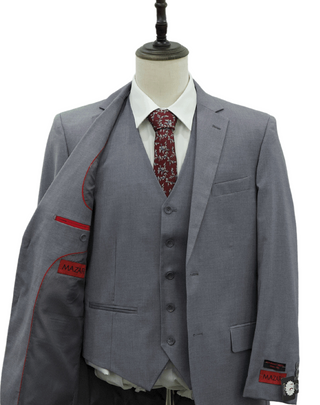 Mazari Vested Slim Fit Suit - Paris Silver 1525