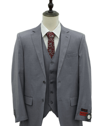 Mazari Vested Slim Fit Suit - Paris Silver 1525