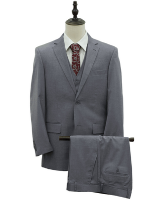 Mazari Vested Slim Fit Suit - Paris Silver 1525