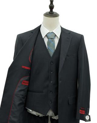 Mazari Modern Fit Vested Suit - Paris Charcoal 1500