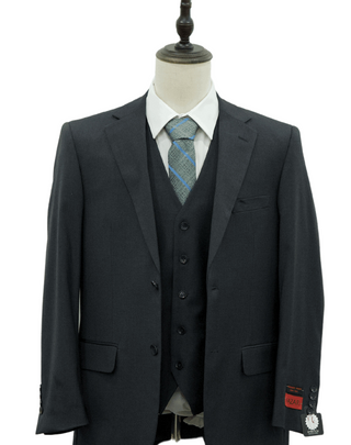 Mazari Modern Fit Vested Suit - Paris Charcoal 1500