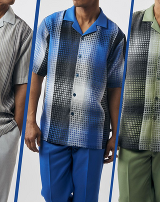 Stacy Adams Pattern Walking Suit - Blue Combo 75029