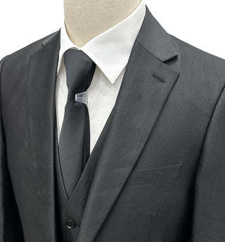 Profile Slim Fit Vested Suit - Shark Skin Black