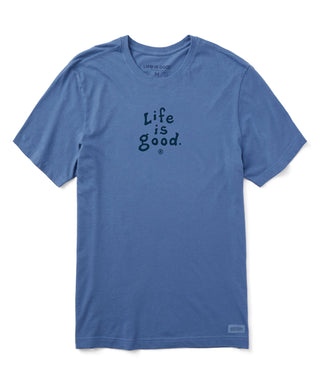 Life is Good LIG Vintage Wordmark Stacked Crusher Tee - Vintage Blue