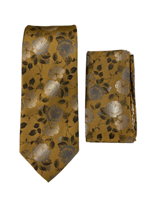 Stacy Adams Rosed Tie and Handkerchief - Bronze