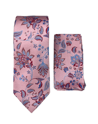 Stacy Adams Floral Tie and Handkerchief - Light Pink
