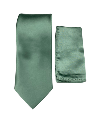 Stacy Adams Solid Tie and Handkerchief - Seafoam Sage
