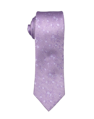 Zenio Geo Floral Slim Tie - Lilac