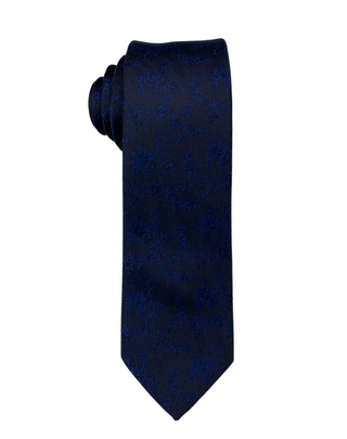 Zenio Geo Floral Slim Tie - Navy