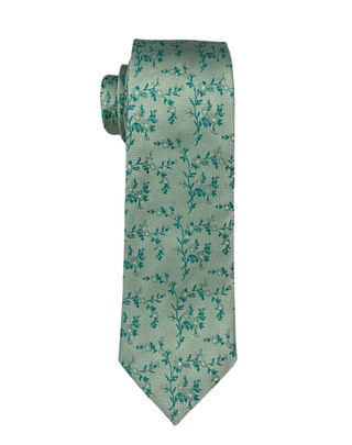 Zenio Geo Floral Slim Tie - Mint