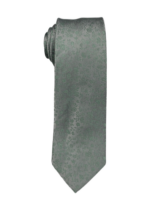 Zenio Geo Floral Slim Tie - Gray & Mint