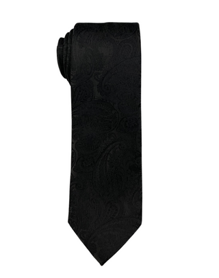 Zenio Paisley Slim Tie - Black