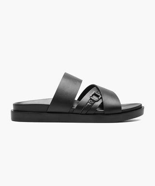 Stacy Adams Modesto Cross Strap Ornament Slide Sandal Shoe - Black