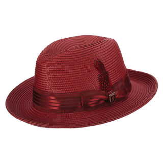 Kingston Burgundy Poly Braid Fedora Hat