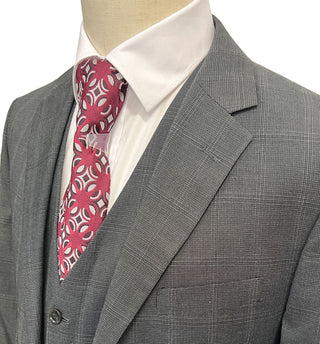 Mazari Vested Windowpane Modern Fit Suit - Paris Gray 2040