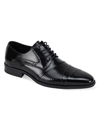 Giovanni Marcello Oxford Perforated Cap Toe Shoe - Black