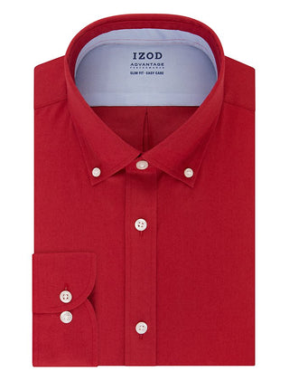 IZOD Advantage Performance Regular Fit Wrinkle Free Button-Up Dress Shirt - Cherry