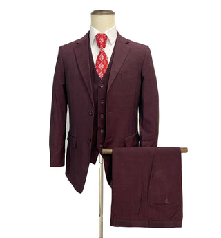 Mazari Modern Fit Vested Suit - Paris Burgundy 2040