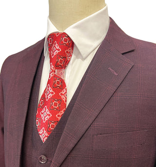 Mazari Modern Fit Vested Suit - Paris Burgundy 2040