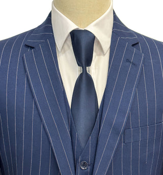 Mazari Vested Modern Fit Pinstripe Suit - Paris Navy 7000