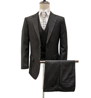 Mazari Vested Modern Fit Suit - Paris Black 6100