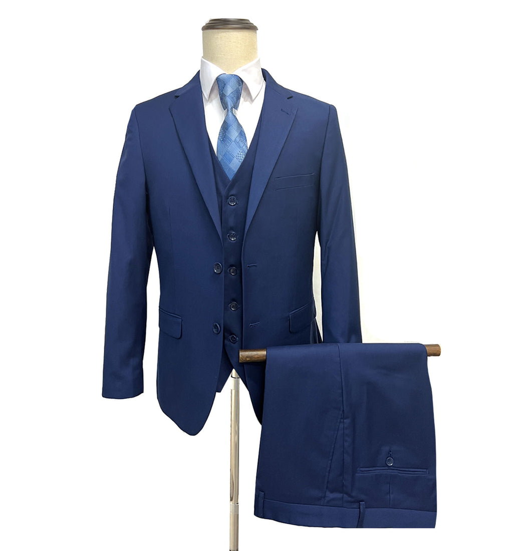 Mazari Vested Slim Fit Suit - Paris Blue 1525 – MDZ Menswear