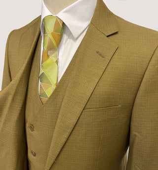 Mazari Modern Fit Vested Suit - Paris Mustard 6100