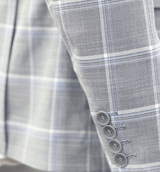 Mazari Vested Ultra Slim Fit Windowpane Suit - Paris Light Gray