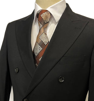 Mazari Vested Double Breasted Modern Fit Suit - Paris Black 1500DB